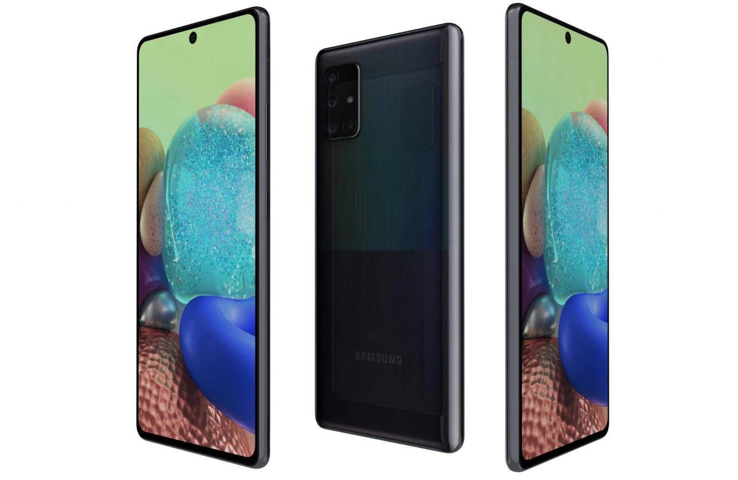 samsung galaxy a71 5g black 3D Model .c4d .max .obj .3ds .fbx .stl .blend 