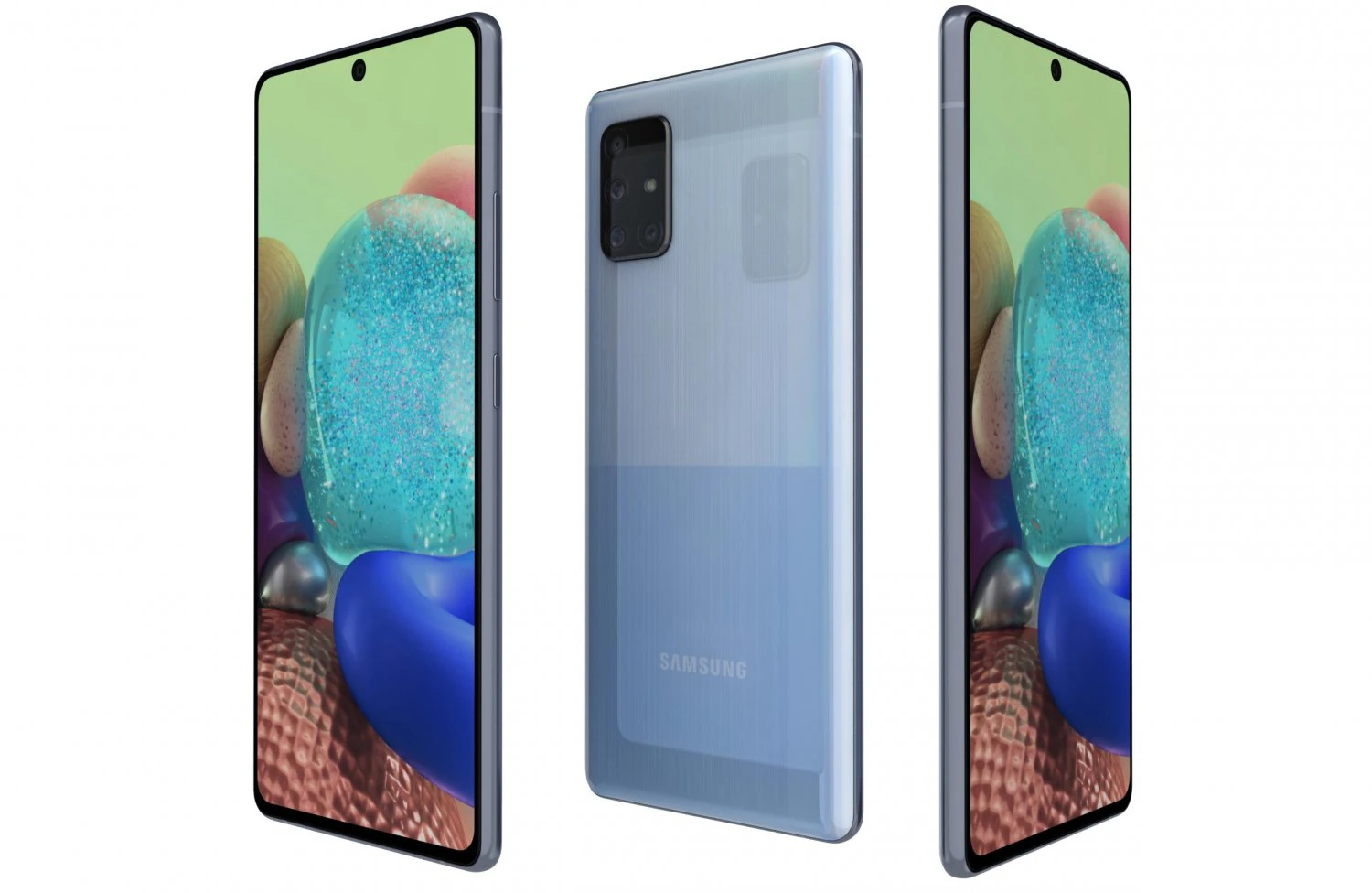 samsung galaxy a71 5g blue 3D Model .c4d .max .obj .3ds .fbx .stl .blend 