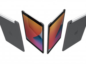 apple ipad 8 10 2 2020 wifi and cellular space gray 3D Model