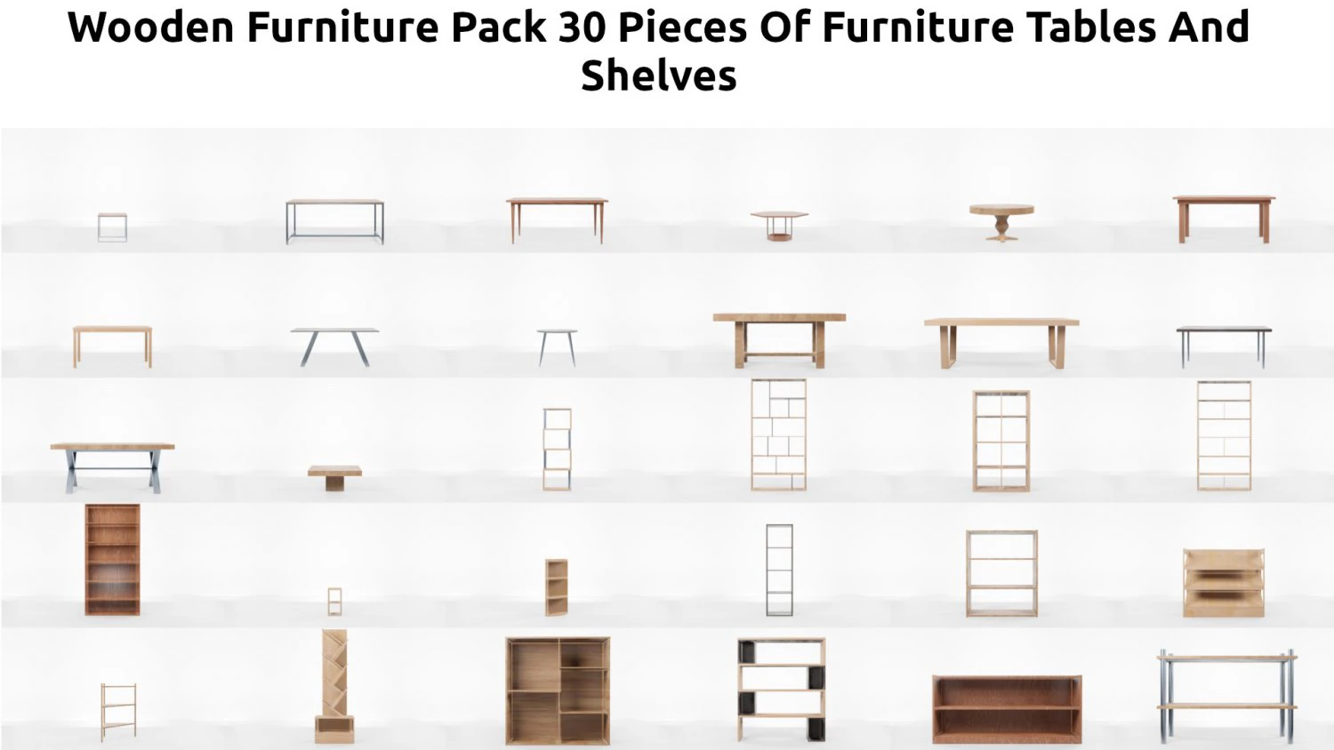 low poly wooden furniture pack 3D Model .c4d .max .obj .3ds .fbx .stl .blend 