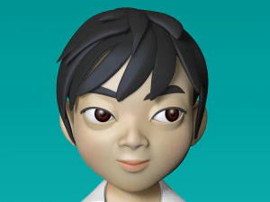 asian school girl in uniform 3D Model