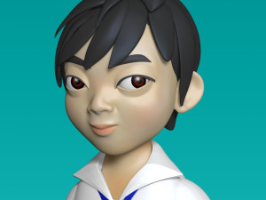 asian school girl in uniform Modelo 3D