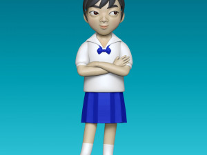 asian school girl in uniform Modelo 3D