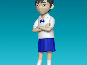 asian school girl in uniform Modelo 3D