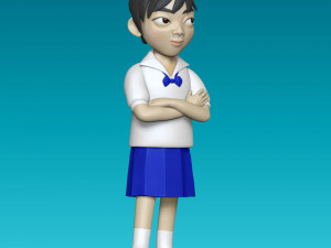 asian school girl in uniform Modelo 3D