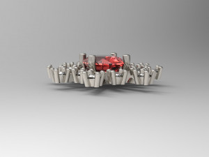 pendant with red central stone and outer diamonds Modèles 3D en vedette