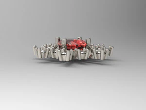 pendant with red central stone and outer diamonds 3D Print Model
