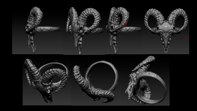 ring skull goat 3D प्रिंट मॉडल .c4d .max .obj .3ds .fbx .stl .blend 