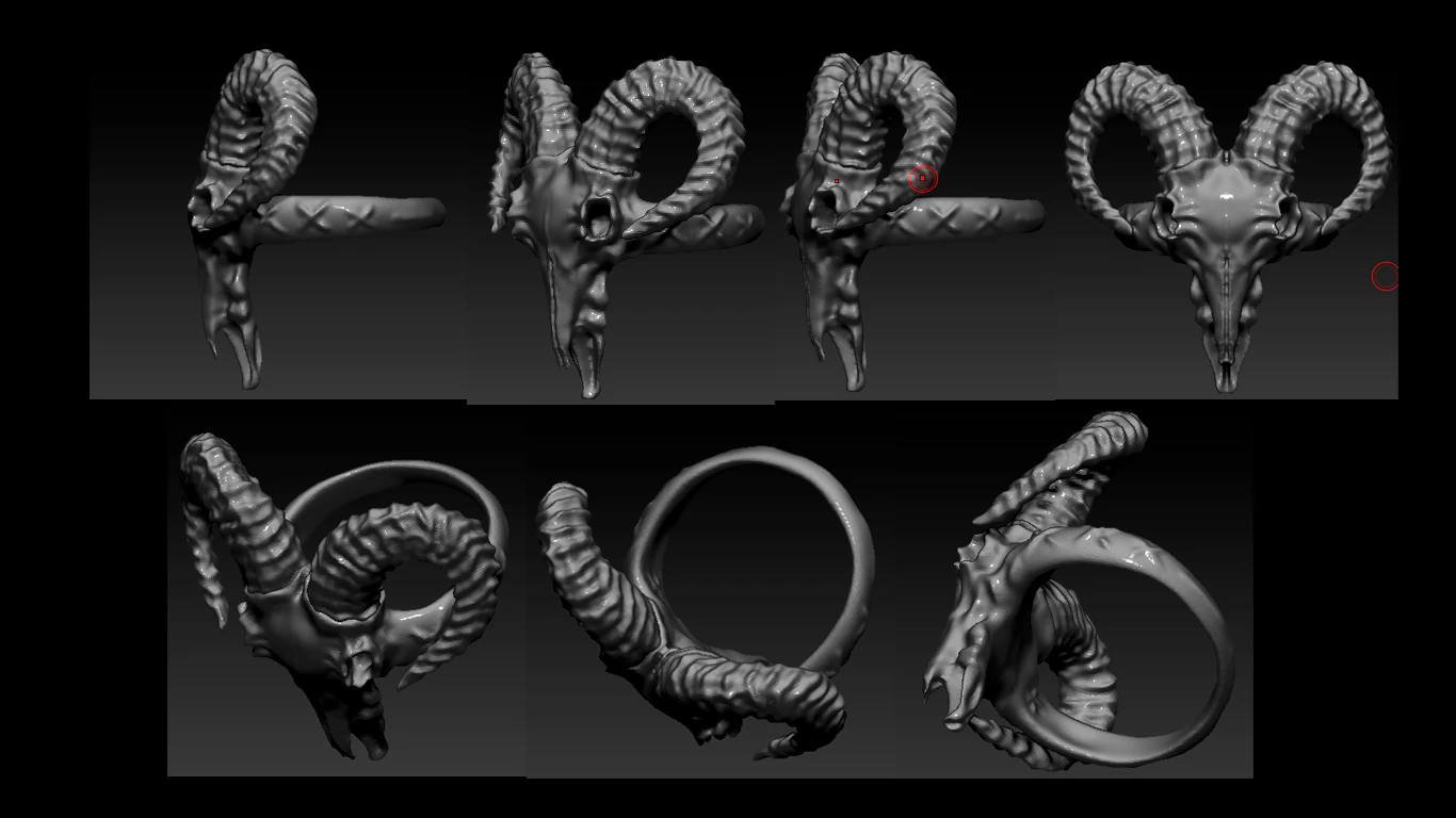 ring skull goat 3D Print Model .c4d .max .obj .3ds .fbx .stl .blend 