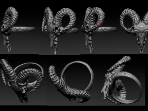 ring skull goat Model Cetak 3D