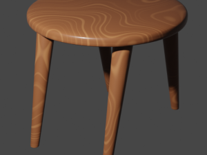 small wooden stool 3D Model