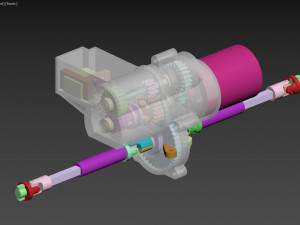2-speed gearbox with telescopic driveshafts for hb toys zp1001 3d print model Model Cetak 3D