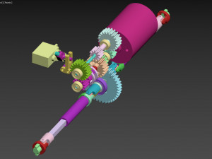 2-speed gearbox with telescopic driveshafts for hb toys zp1001 3d print model Model Cetak 3D