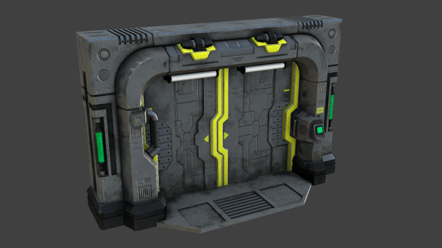 sci-fi blast door or gate low-poly 3D-Modell .c4d .max .obj .3ds .fbx .stl .blend 