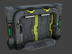 sci-fi blast door or gate low-poly 3D Model