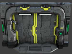 sci-fi blast door or gate low-poly 3D-Modell