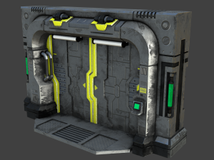 sci-fi blast door or gate low-poly 3D-Modell