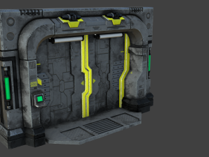 sci-fi blast door or gate low-poly 3D-Modell