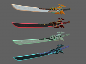 futuristic sci-fi sword pack - 4 swords with distinct designs low-poly s 3D Model