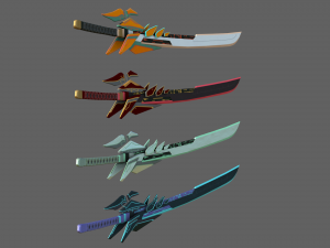 futuristic sci-fi sword pack - 4 swords with distinct designs low-poly s 3D Model