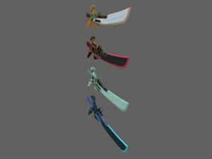 futuristic sci-fi sword pack - 4 swords with distinct designs low-poly s 3D Model