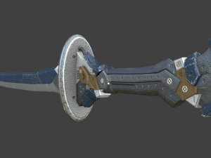futuristic sci-fi samurai sword 2 low-poly 3D Model
