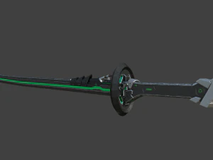 futuristic sci-fi samurai sword 3 low-poly 3D Model