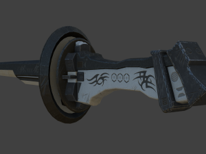 samurai sword 4 - scifi dark steel blade low-poly 3D Model