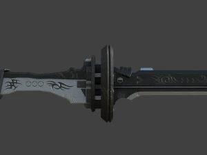 &eacute;p&eacute;e de samoura&iuml; 4 - lame en acier sombre scifi low-poly Modèle 3D