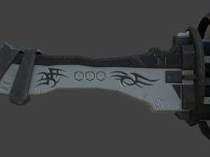 &eacute;p&eacute;e de samoura&iuml; 4 - lame en acier sombre scifi low-poly Modèle 3D