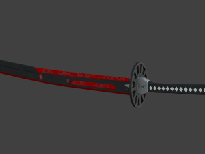 sci-fi samurai sword 5 - flame blade low-poly Model 3D