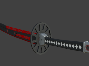 sci-fi samurai sword 5 - flame blade low-poly Model 3D