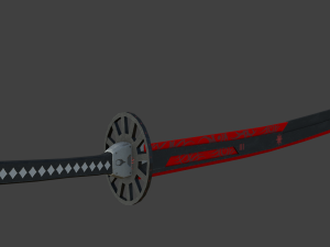 sci-fi samurai sword 5 - flame blade low-poly Model 3D