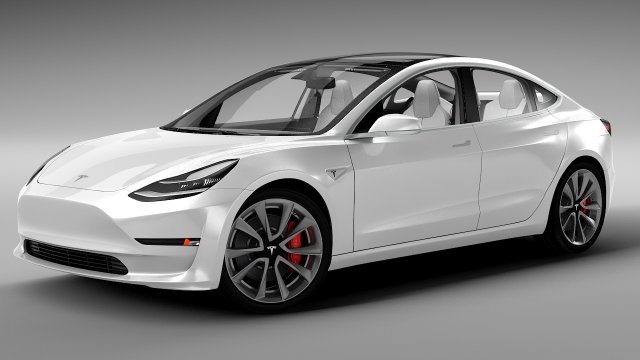 Tesla model 3 3D 模型 .c4d .max .obj .3ds .fbx .stl .blend 