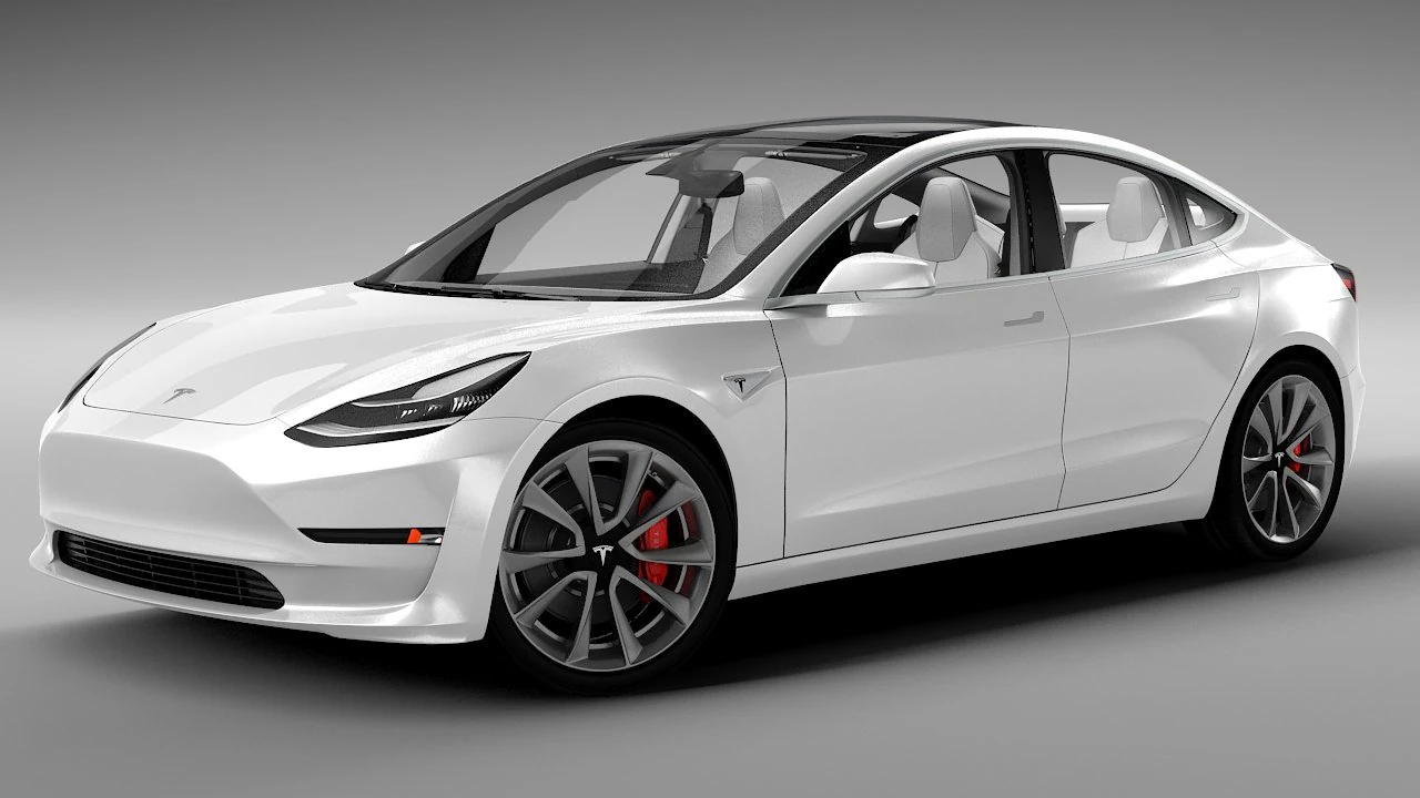 Tesla model 3 3D Model .c4d .max .obj .3ds .fbx .stl .blend 