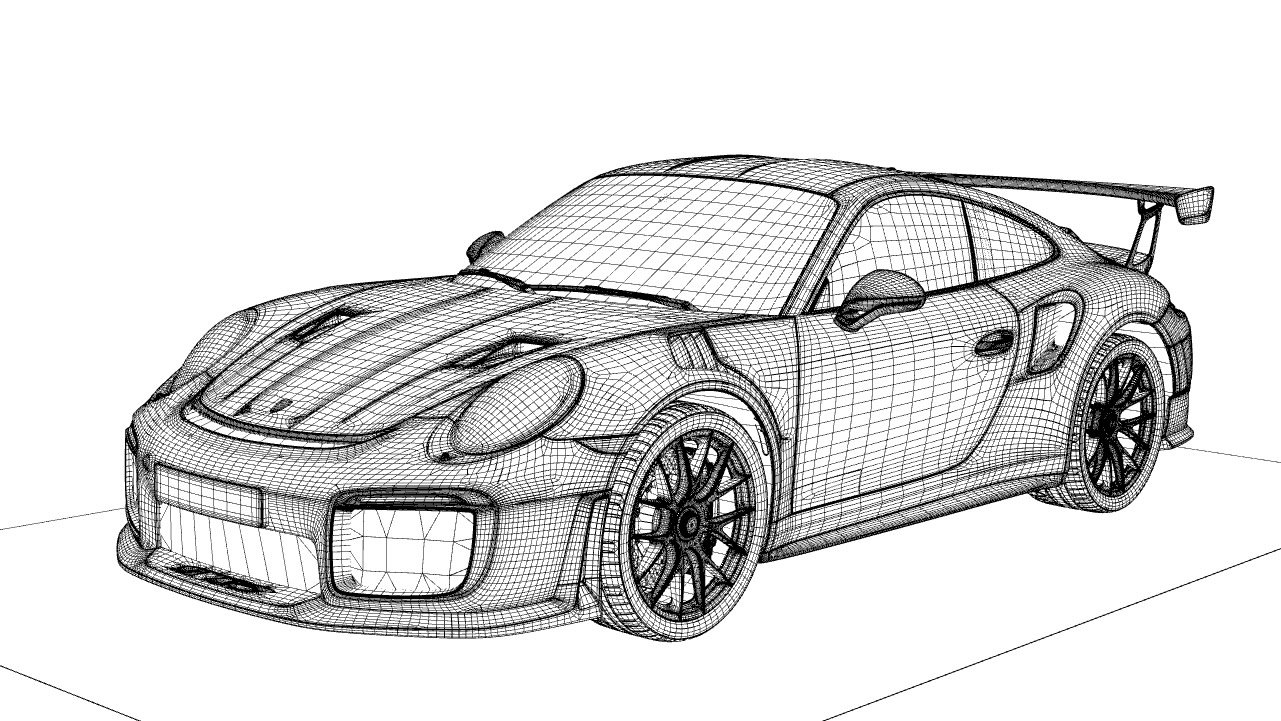 2023春夏新色 PORSCHE 911 GT2 スケッチ原画 美術品・アンティーク 