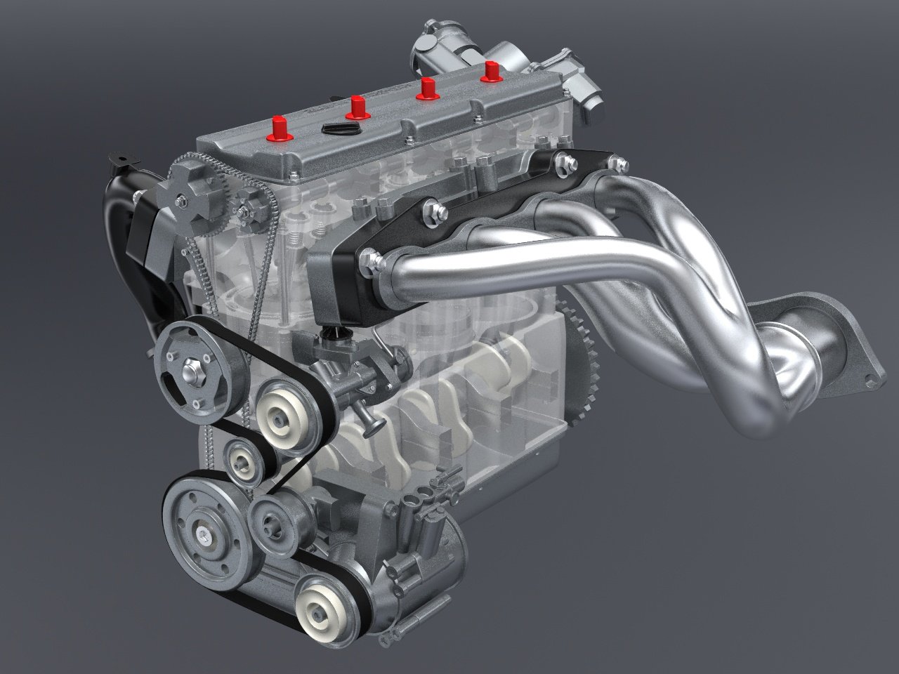 inline 4 cylinder engine 3D Model