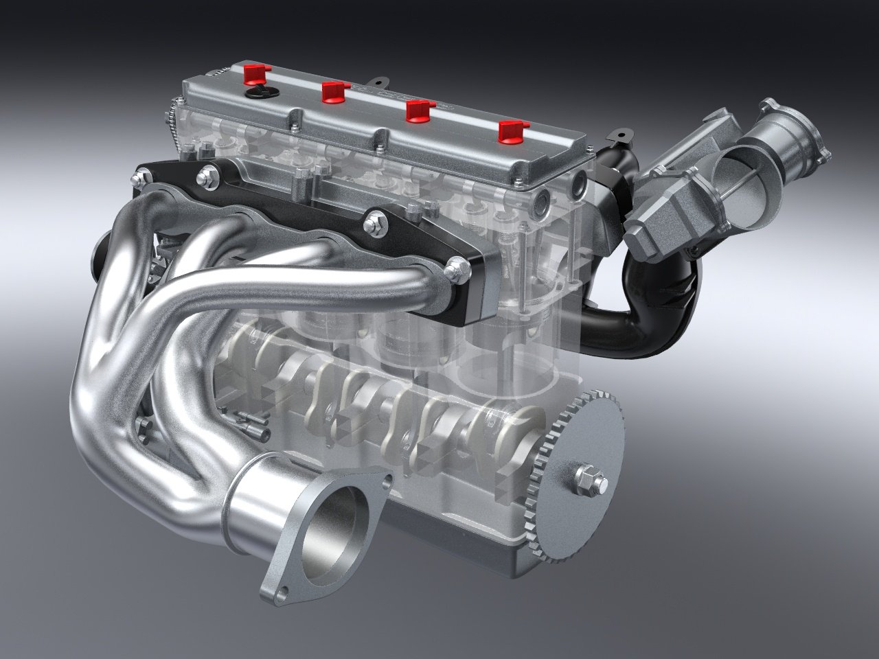 inline 4 cylinder engine 3D Model