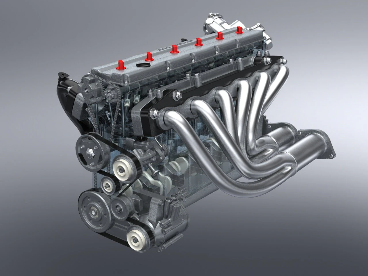 motor ic reto 6 dohc vvt Modelo 3D .c4d .max .obj .3ds .fbx .stl .blend 