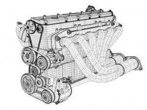 ic straight 6 dohc vvt engine 3D Model