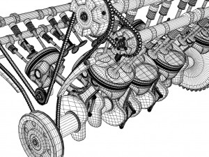 v8 dohc vvt engine 3D 모델