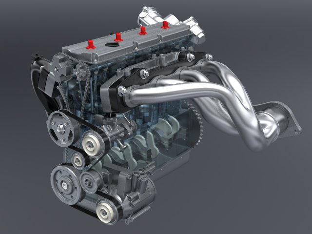 diesel inline 4 dohc vvt engine 3D Model .c4d .max .obj .3ds .fbx .stl .blend 