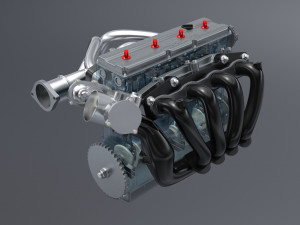 diesel inline 4 dohc vvt engine 3D Model