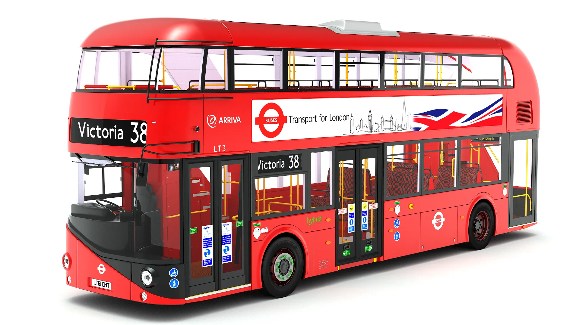 London Bus New Routemaster 3D Model .c4d .max .obj .3ds .fbx .stl .blend