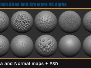 25 Zbrush Alien and creature 4k alpha 3D Model