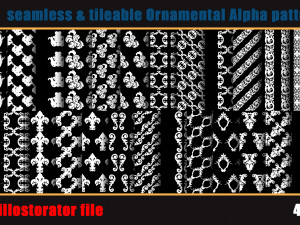 705 seamless and tileable Ornamental Alpha patterns 90 Adobe illustrator file CG 纹理