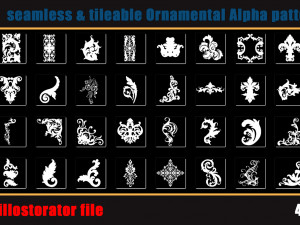 705 seamless and tileable Ornamental Alpha patterns 90 Adobe illustrator file CG 纹理