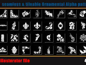 705 seamless and tileable Ornamental Alpha patterns 90 Adobe illustrator file CG 纹理