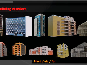 10 Au&szlig;enansichten von Geb&auml;uden 3D Modell