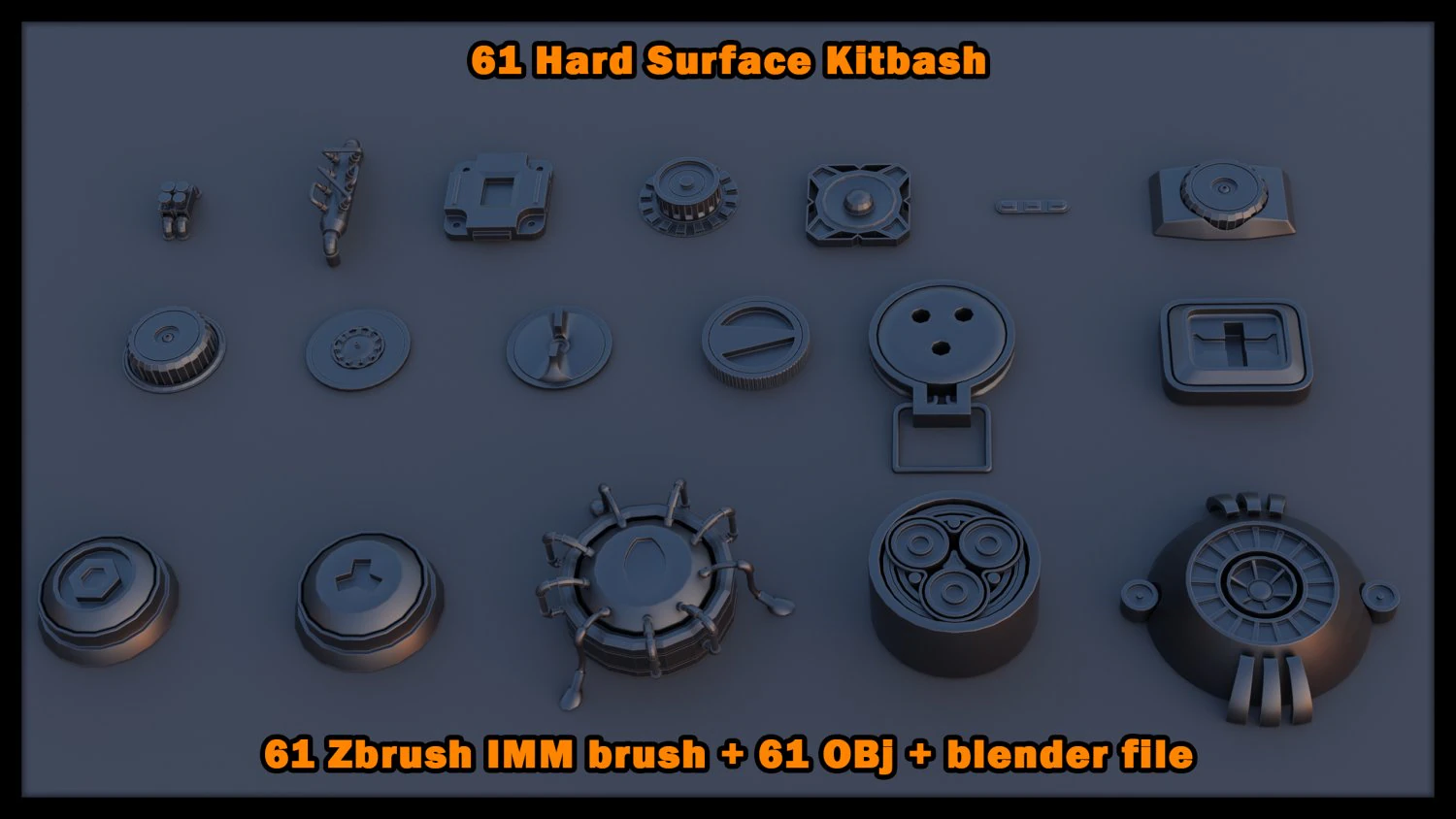 61 Hardsurface IMM brush OBJ blend files 3D Model .c4d .max .obj .3ds .fbx .stl .blend